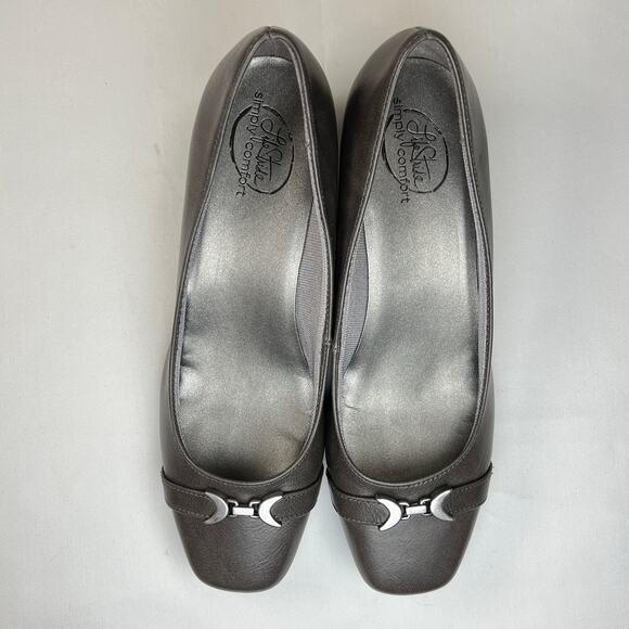 Life Stride Getup Wedge Shoes Women's 8 Gray Silvertone Comfort Travel Work - Picture 2 of 10